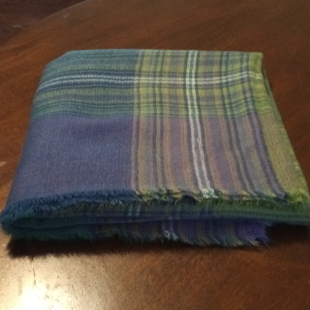 Fraas Rectangular Multi Colored Fringed Wrap Scarf - image 1